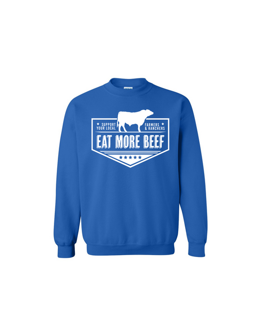 EAT MORE BEEF CREWNECK - ADULT BLUE