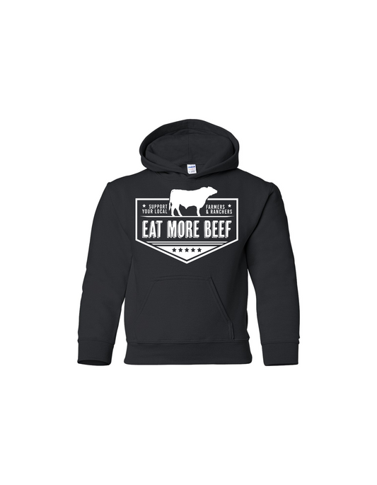 EAT MORE BEEF HOODIE - YOUTH BLACK